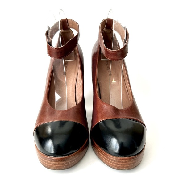 Jeffrey Campbell Rothes Cap Toe Platform Anke Strap Heels Brown Black Leather 10 - Picture 6 of 12